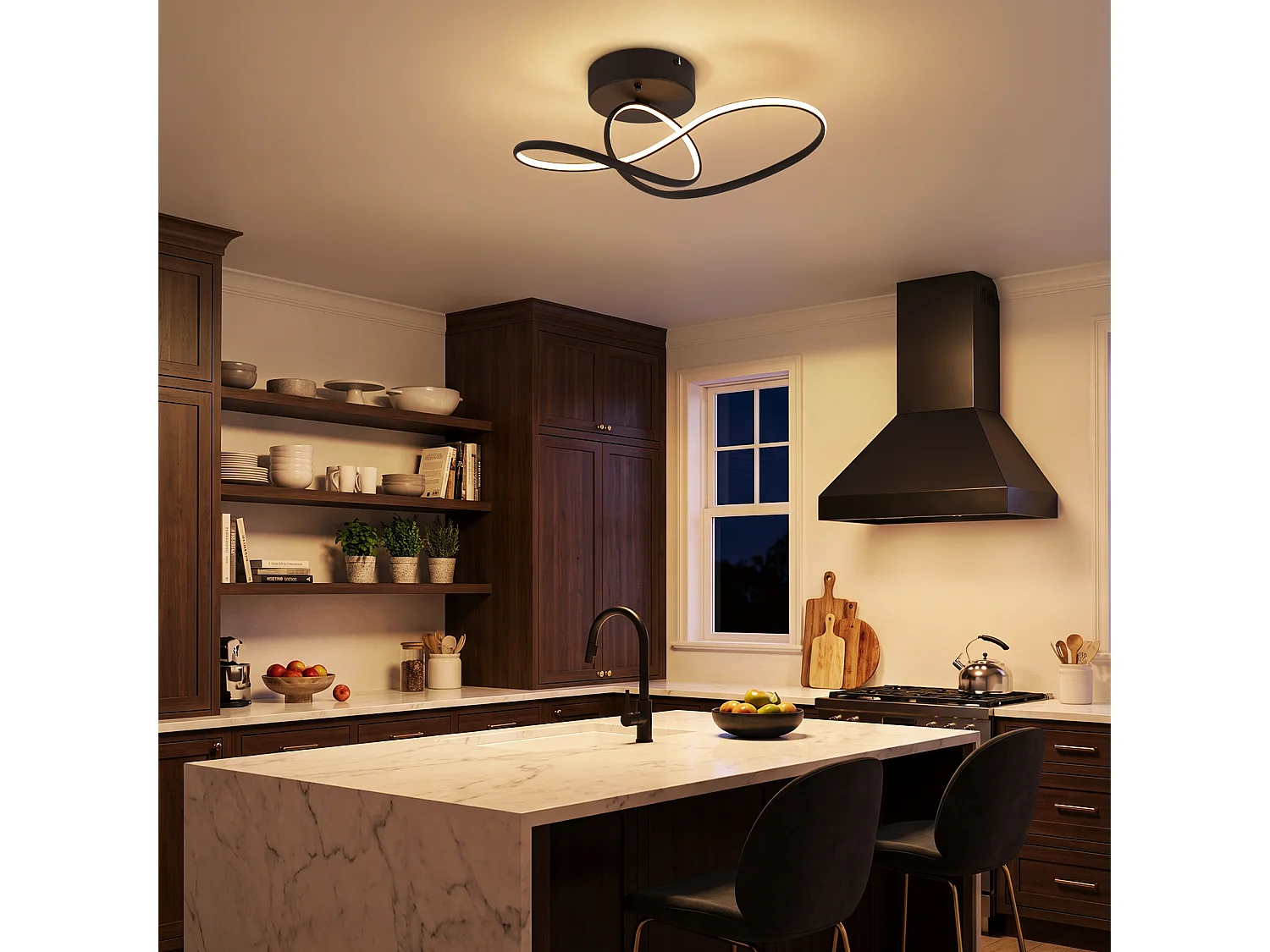 ZMH Plafonnier LED moderne 24W noir intensité variable télécommande incluse convient pour la chambre salon cuisine et chambre d'enfant