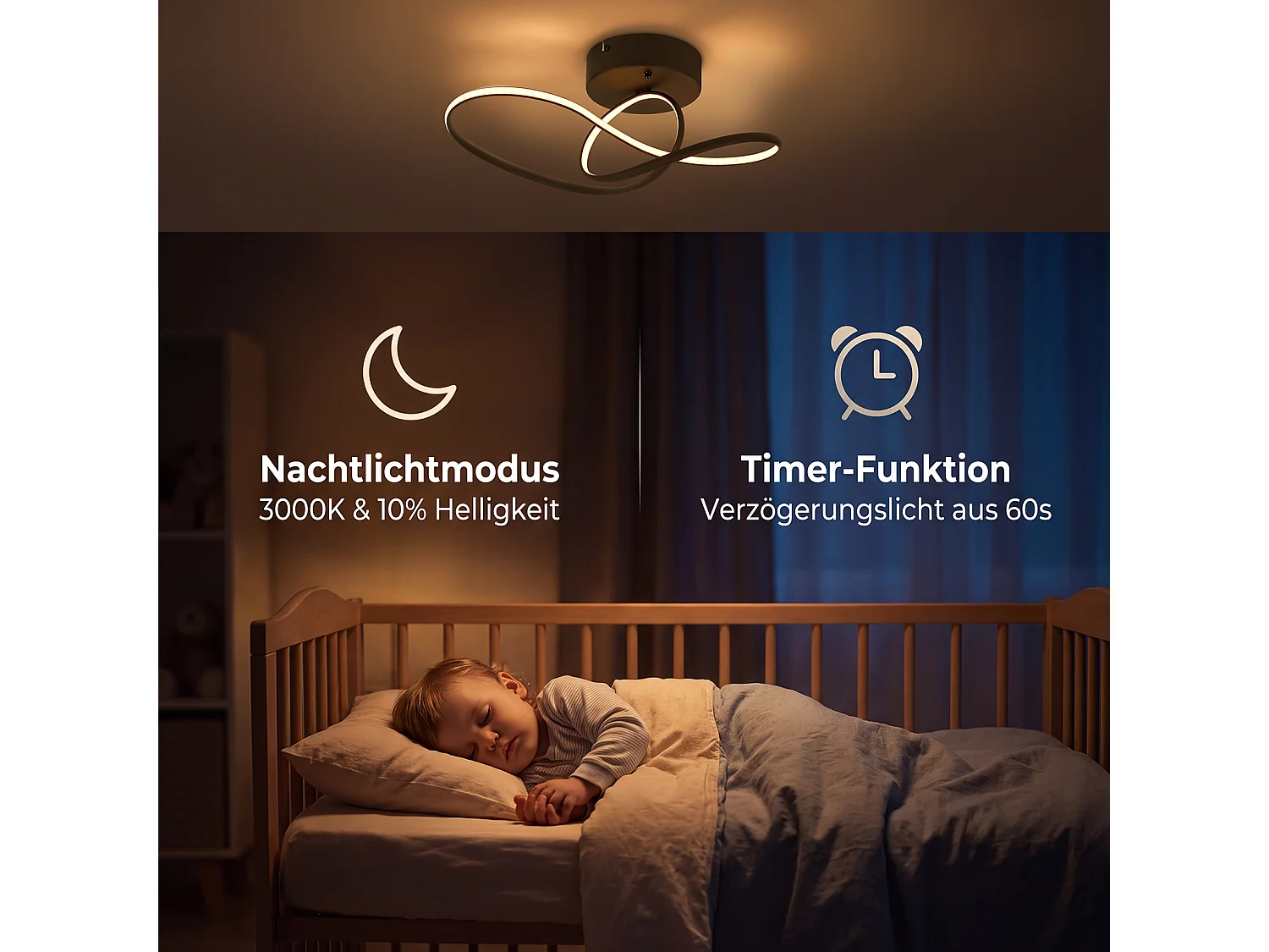 ZMH Plafonnier LED moderne 24W noir intensité variable télécommande incluse convient pour la chambre salon cuisine et chambre d'enfant
