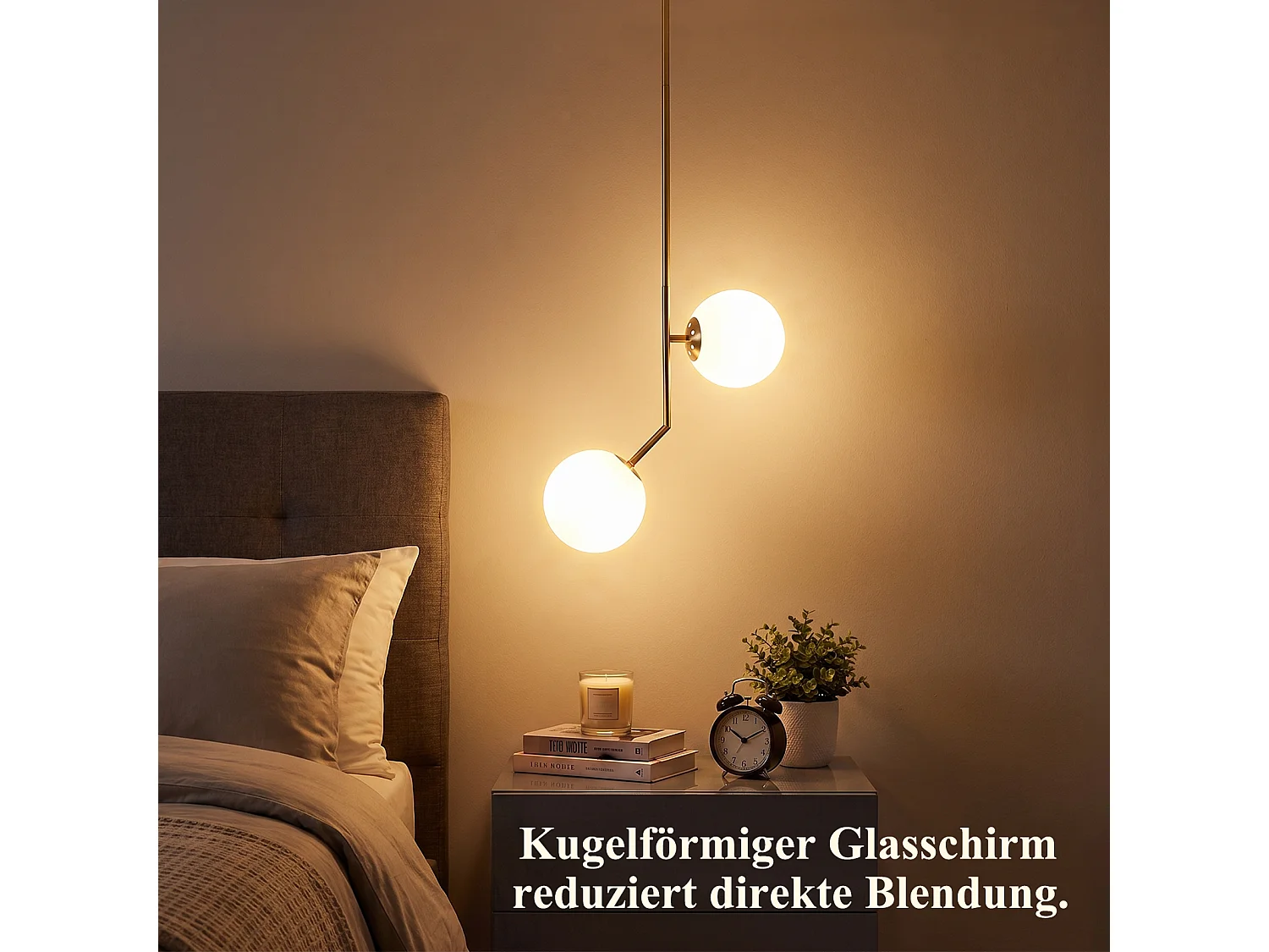 ZMH Suspension 2 lumière G9 doré moderne en verre finition opale convient pour la salle à manger le salon cuisine ou chambre