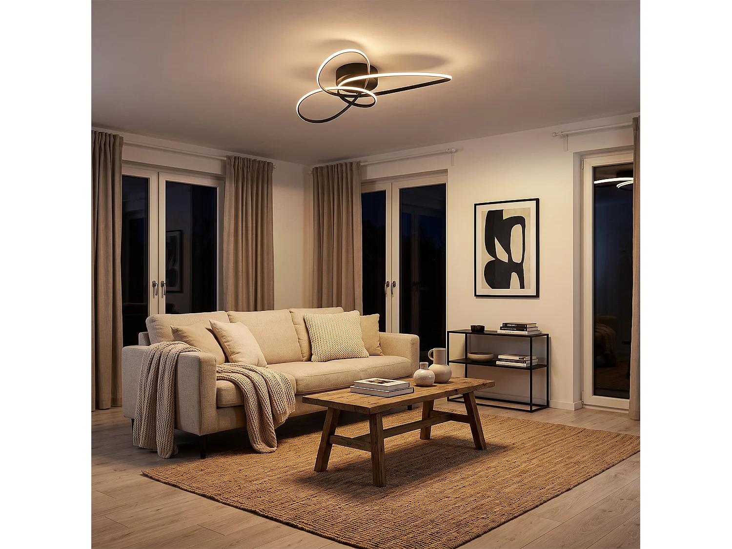 ZMH Plafonnier LED moderne 30W noir intensité variable télécommande incluse convient pour la chambre salon cuisine et chambre d'enfant