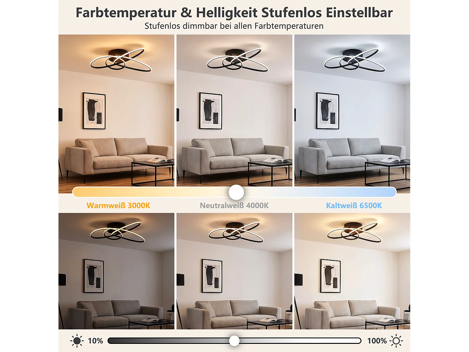 ZMH Plafonnier LED moderne 30W noir intensité variable télécommande incluse convient pour la chambre salon cuisine et chambre d'enfant