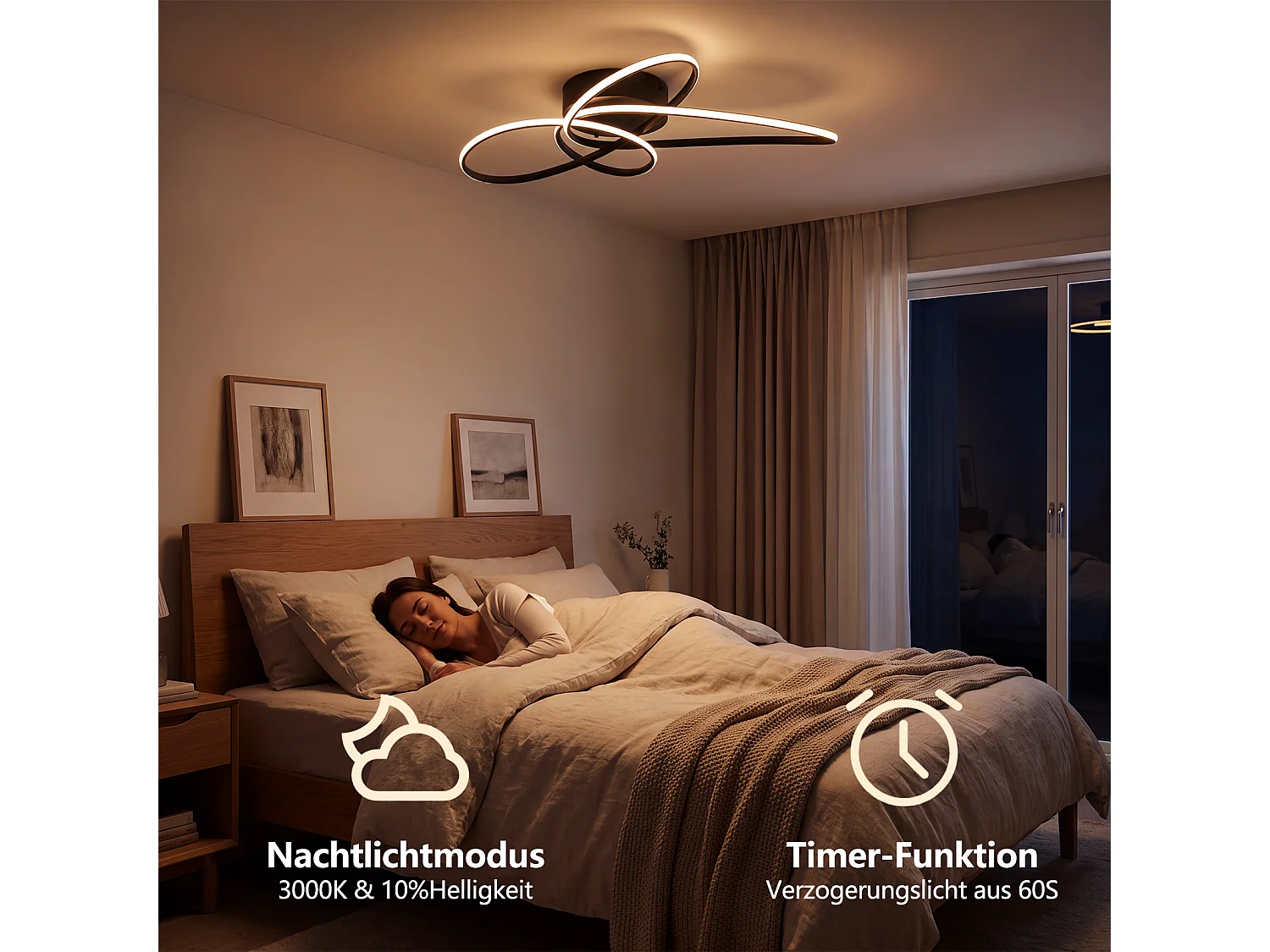 ZMH Plafonnier LED moderne 30W noir intensité variable télécommande incluse convient pour la chambre salon cuisine et chambre d'enfant