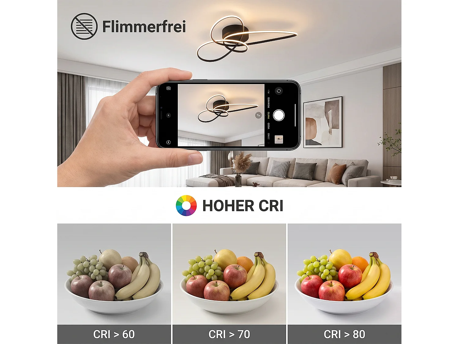 ZMH Plafonnier LED moderne 30W noir intensité variable télécommande incluse convient pour la chambre salon cuisine et chambre d'enfant