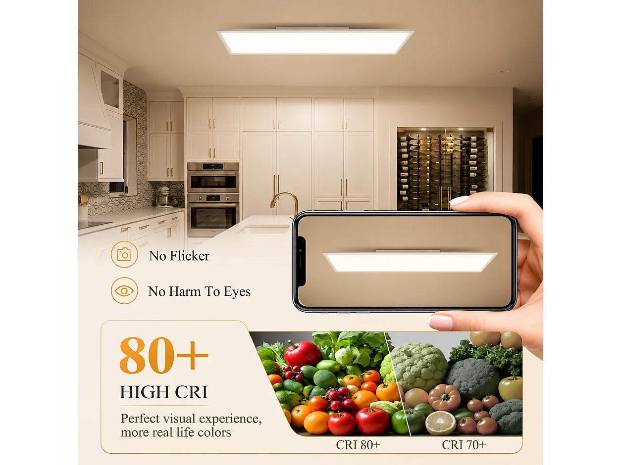 ZMH Plafonnier LED 100cm 13.5W blanc intensité variable rectangulaire avec télécommande pour atelier couloir cuisine salon
