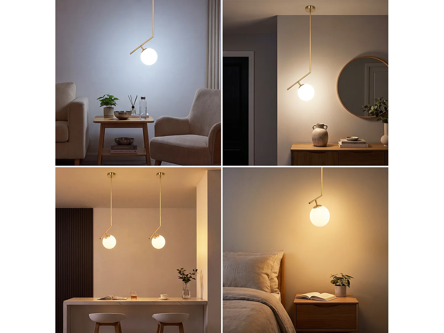 ZMH Suspension 1 lumière G9 doré moderne en verre finition opale convient pour la salle à manger le salon cuisine ou chambre