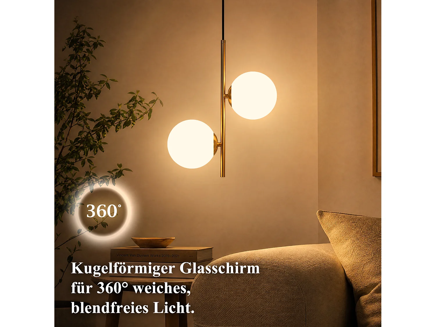 ZMH Suspension 2 lumière G9 doré moderne en verre finition opale convient pour la salle à manger le salon cuisine ou chambre