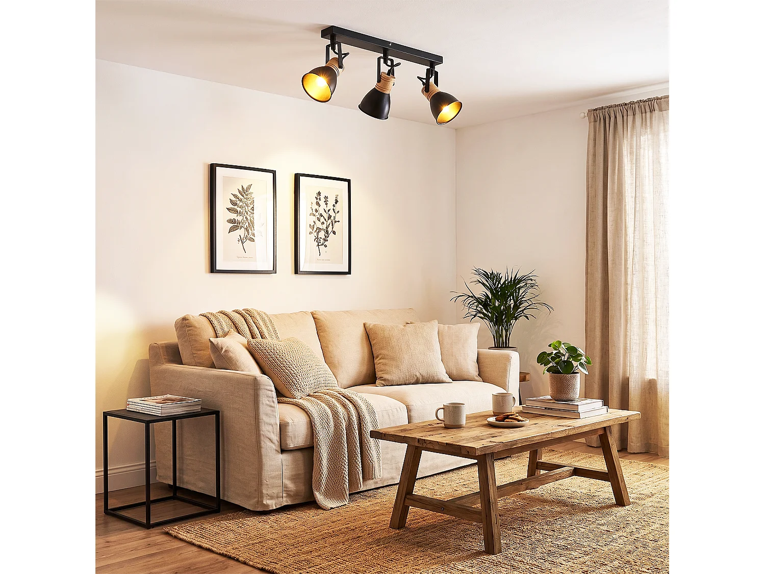 ZMH Spot de plafond noir à 3 lumières métal E14 orientable à 350° d'intérieur pour salon couloir (ampoules non incluses)