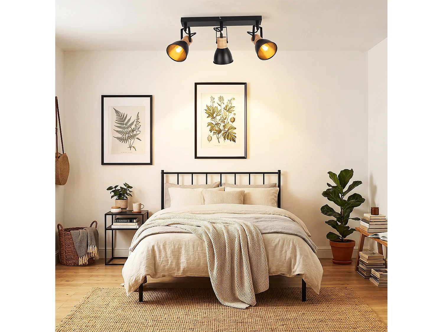 ZMH Spot de plafond noir à 3 lumières métal E14 orientable à 350° d'intérieur pour salon couloir (ampoules non incluses)