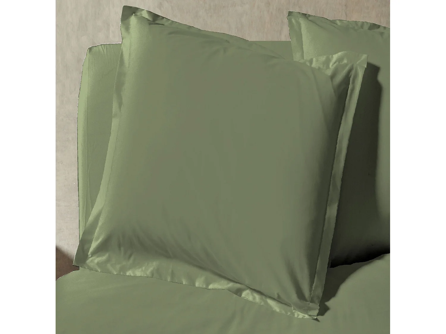 Parure de lit percale unie kaki 140x200 cm