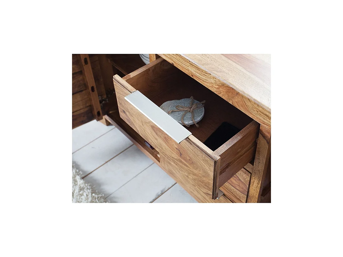 Buffet TAVINA 135 cm en sheesham massif verni – 2 puertas, 3 cajones y 4 nichos interiores