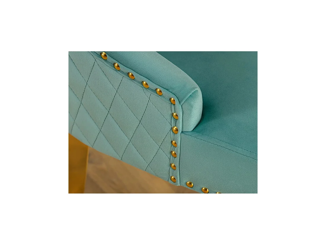 Lot de 2 chaises Chesterfield REGINA bleu turquoise en velours capitonné – Tête de lion et pieds dorés