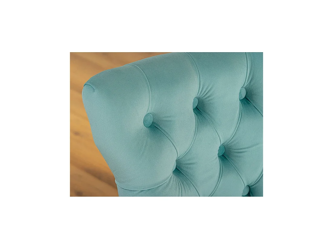 Lot de 2 chaises Chesterfield REGINA bleu turquoise en velours capitonné – Anneau et pieds dorés
