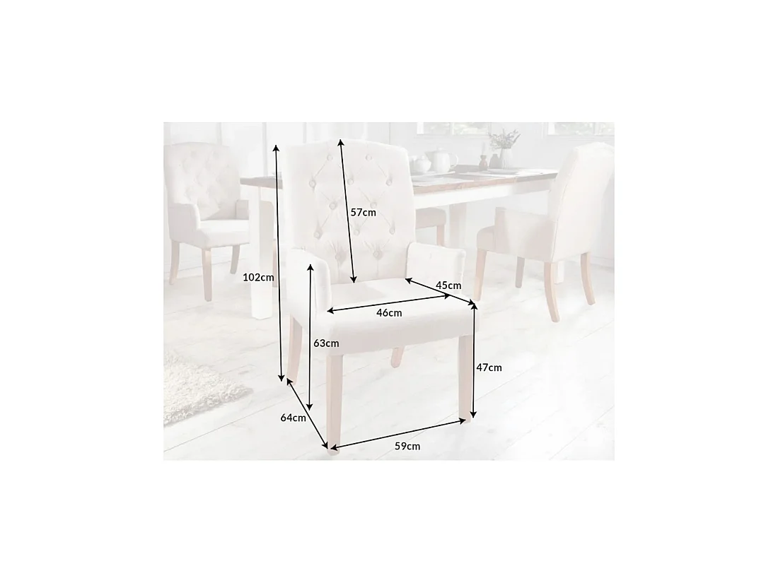 Lot de 2 Sessel REGINA beige gepolstert – Gepolsterte Armlehnen und Beine aus hellem Massivholz