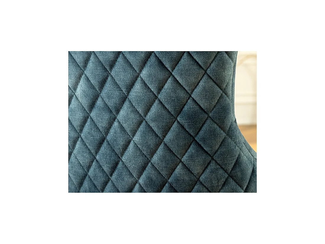 Lot de 2 chaises Chesterfield REGINA bleu pétrole en velours capitonné – Tête de lion dorée, clous décoratifs et pieds acier
