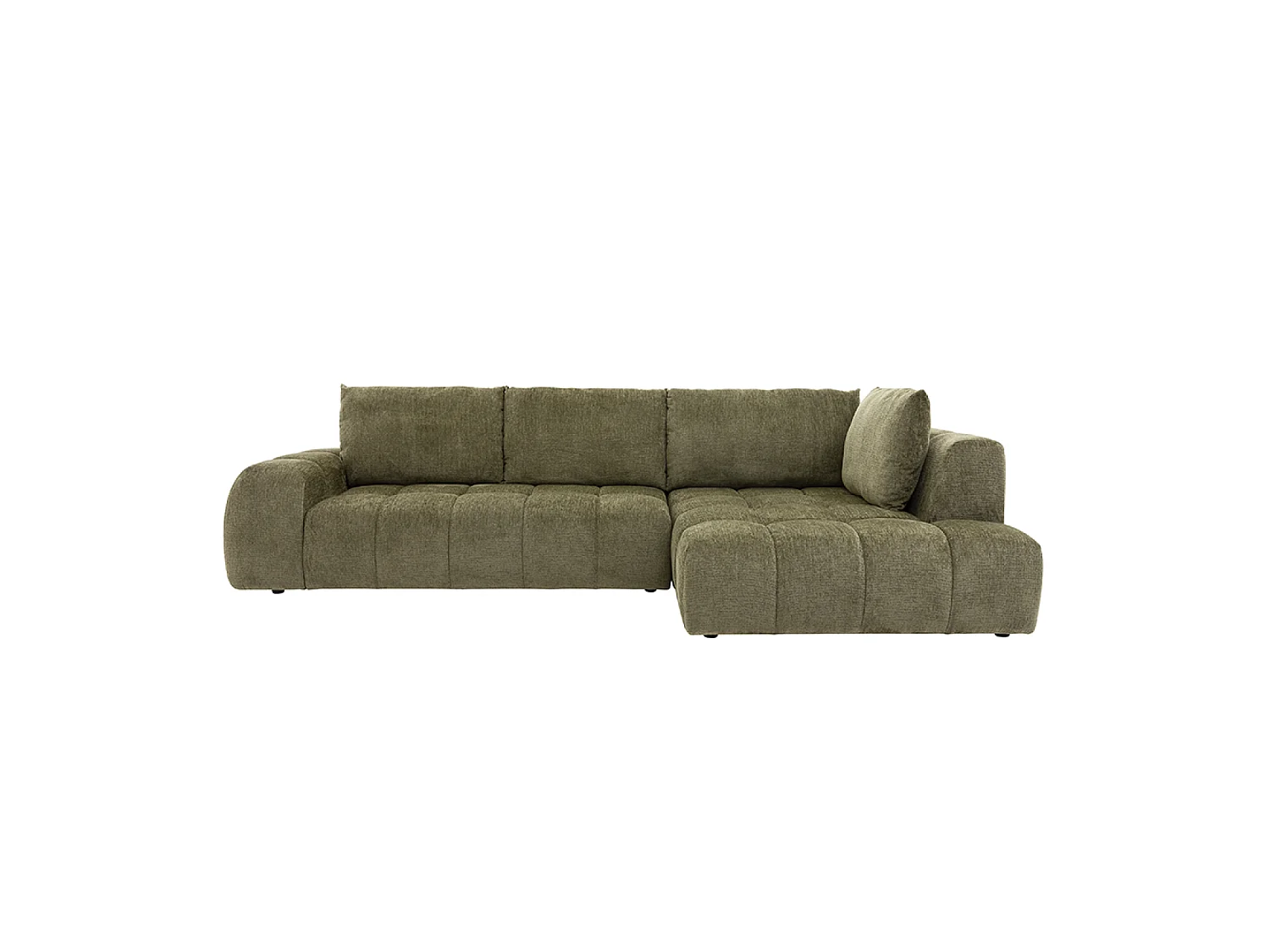 Canapé d'angle nuage 5 places en tissu chenille vert CHESTER