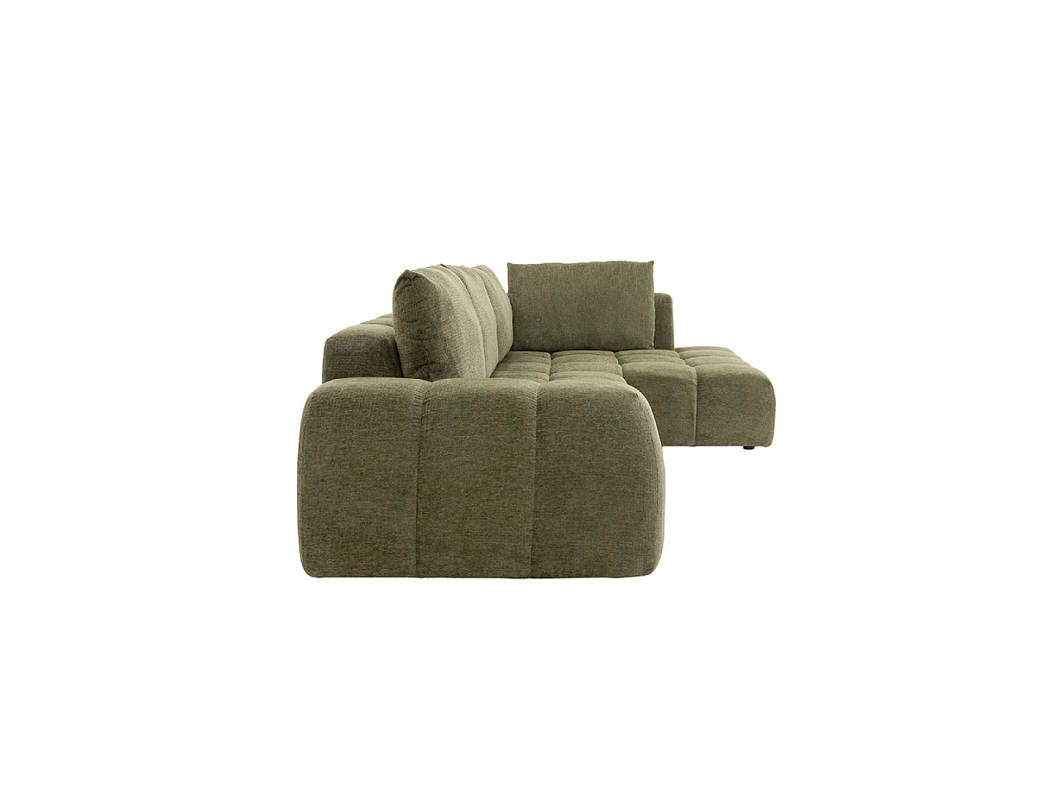 Canapé d'angle nuage 5 places en tissu chenille vert CHESTER