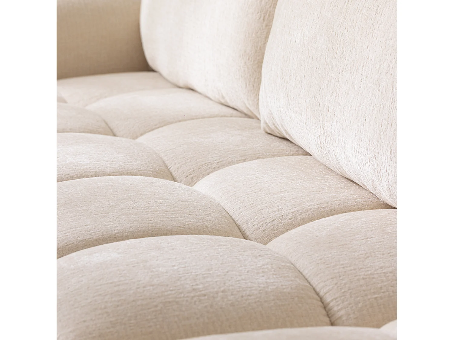 Canapé d'angle nuage 5 places en tissu chenille beige CHESTER