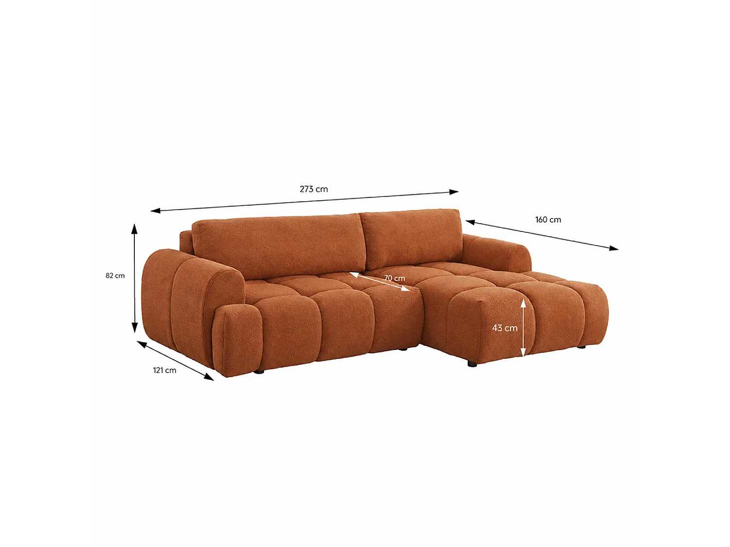 Canapé nuage convertible 4 places en tissu bouclette marron PALMS