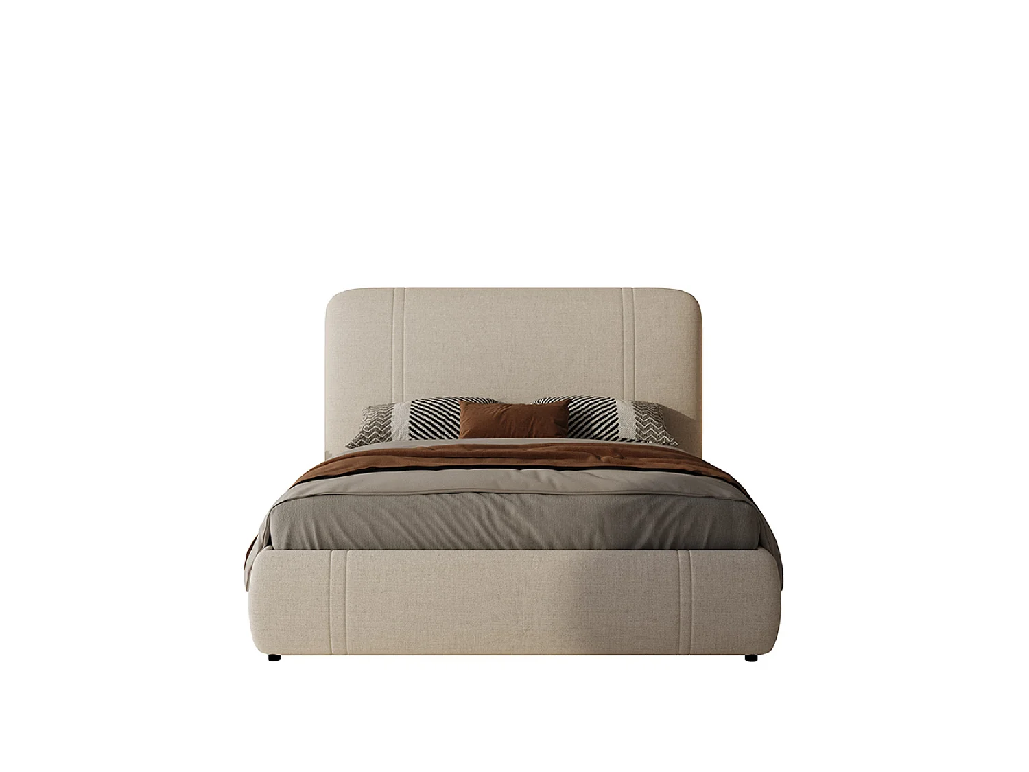 Lit avec coffre de rangement 140x190cm en velours beige MONTECITO