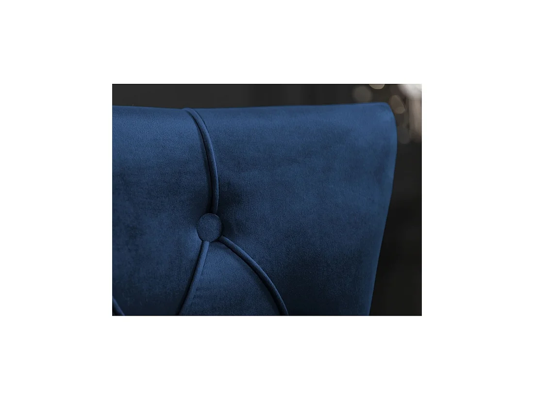 Lot de 2 chaises Chesterfield REGINA bleu nuit en velours matelassé – Dos losanges, tête de lion argentée et pieds acier