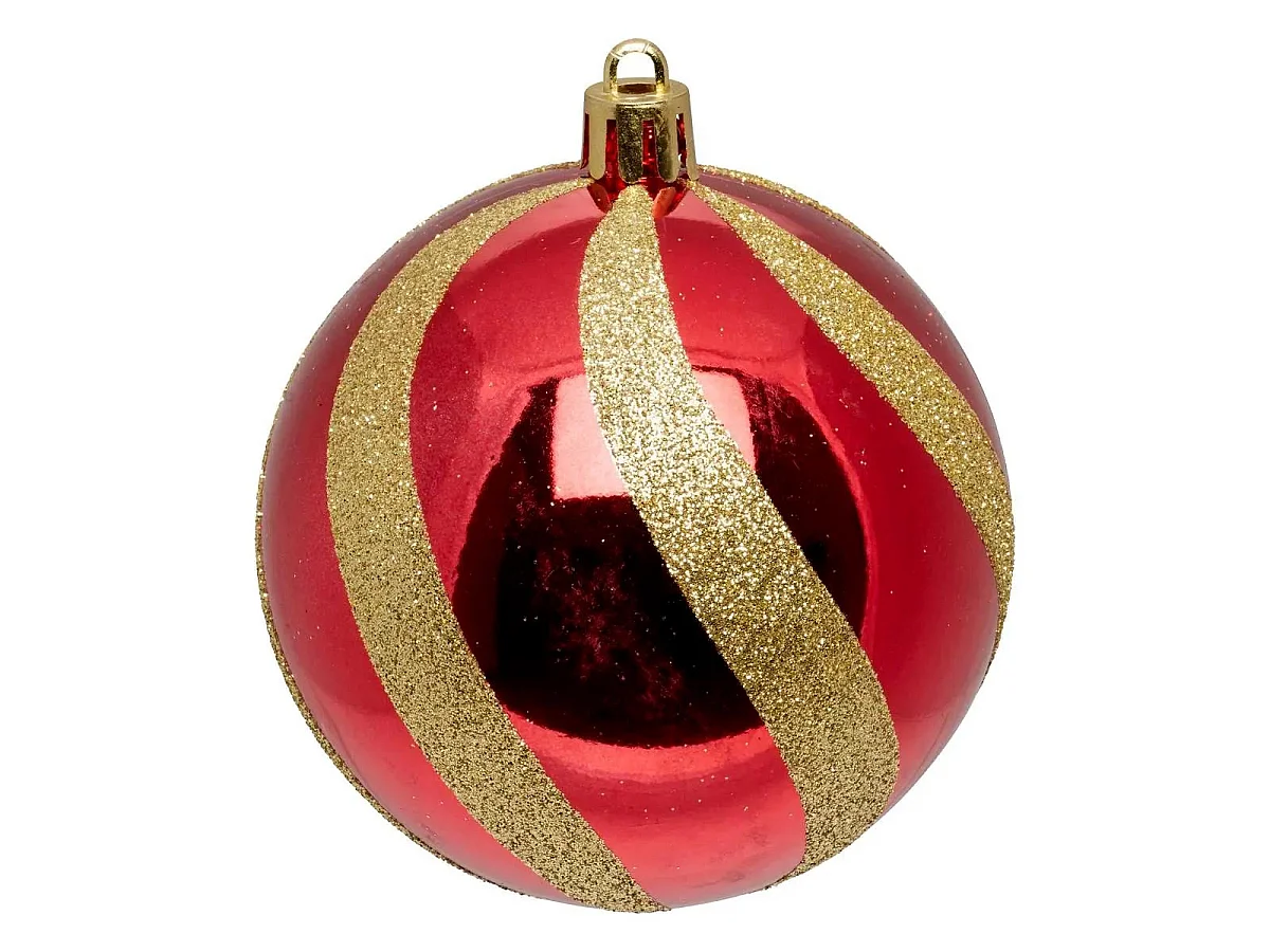Lot de 60 Boules de Noël "Rena" 8cm Rouge & Doré
