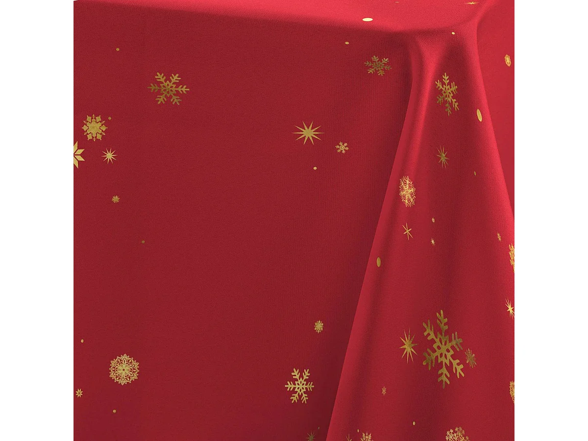 Nappe Imprimé Métallisé "Constellation" 150x240cm Rouge & Or