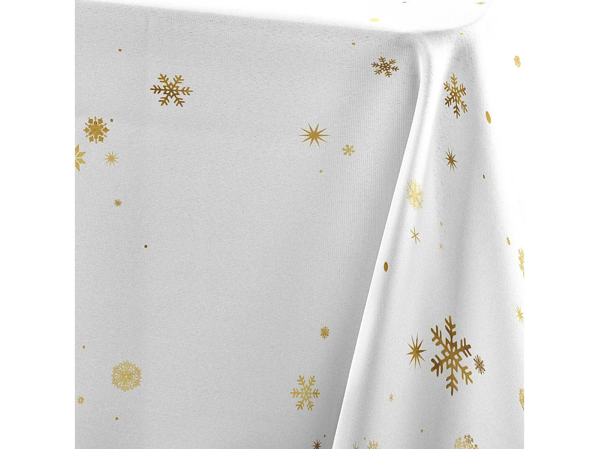 Nappe Imprimé Métallisé "Constellation" 150x240cm Blanc & Or
