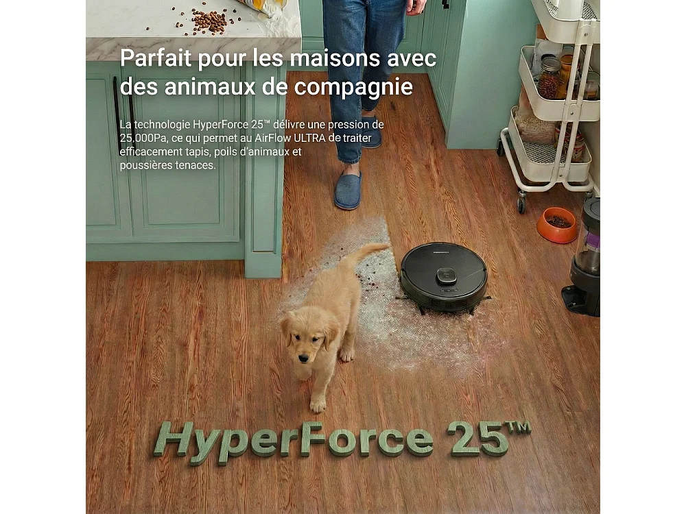 Robot aspirateur laveur LIDAR connecté avec base de vidage EZIclean® AirFlow ULTRA