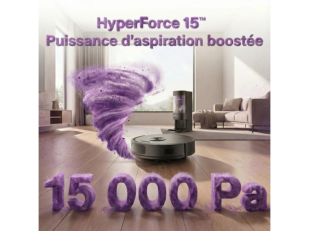 Robot aspirateur laveur GYROSMART connecté avec base de vidage EZIclean® CyberFlow X