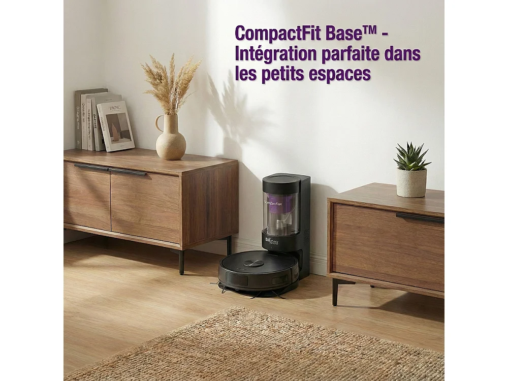 Robot aspirateur laveur GYROSMART connecté avec base de vidage EZIclean® CyberFlow X