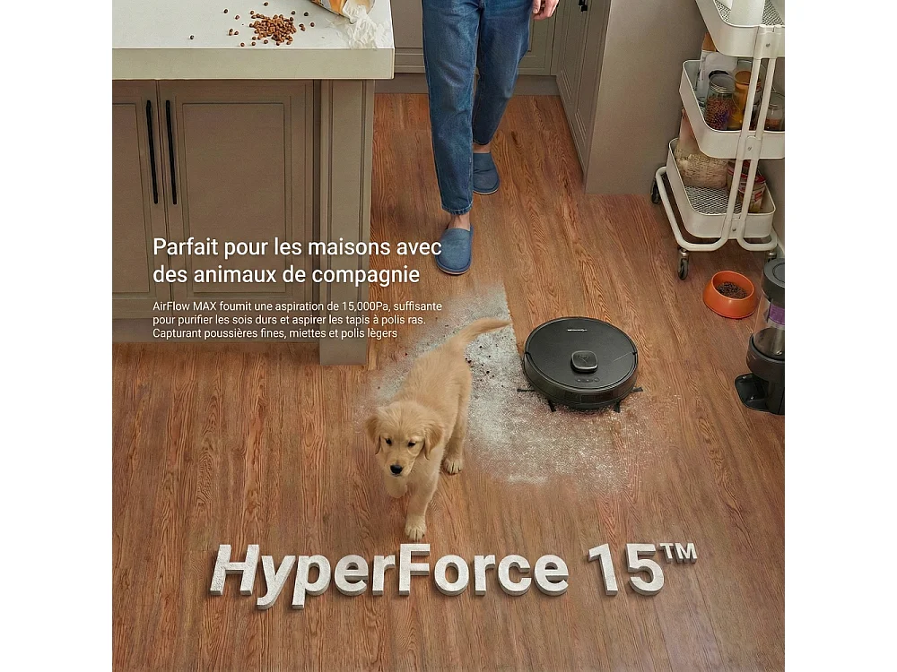 Robot aspirateur laveur LIDAR connecté avec base de vidage EZIclean® AirFlow MAX