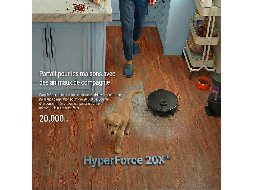 Robot aspirateur laveur LIDAR connecté avec base de vidage EZIclean® AirFlow X