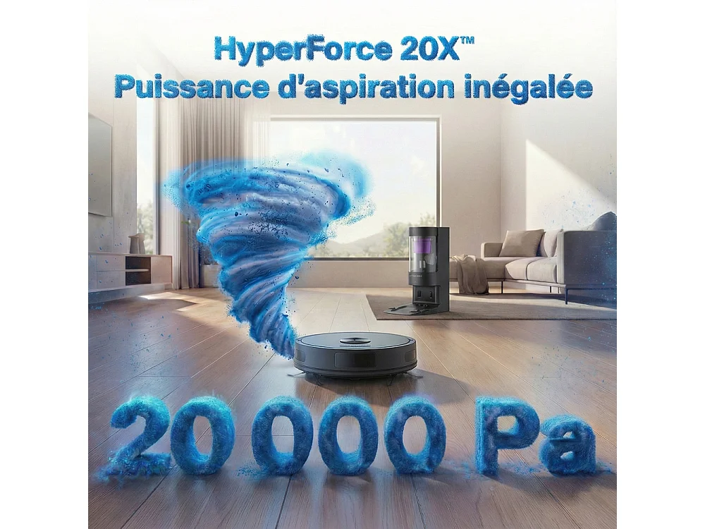 Robot aspirateur laveur GYROSMART connecté avec base de vidage EZIclean® CyberFlow ULTRA