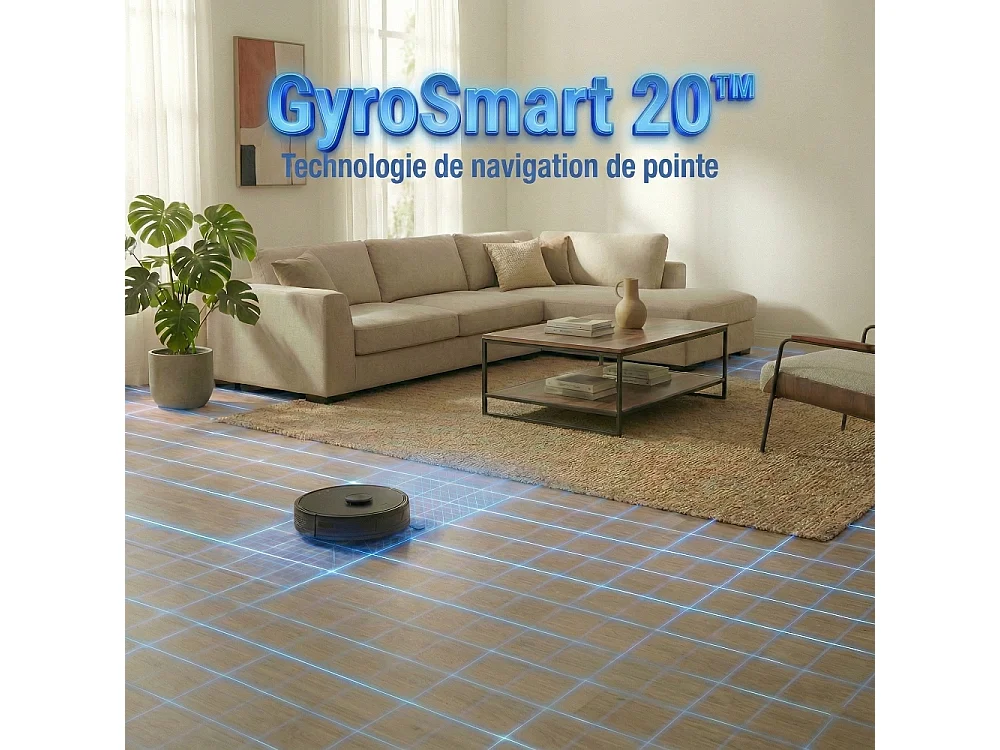 Robot aspirateur laveur GYROSMART connecté avec base de vidage EZIclean® CyberFlow ULTRA