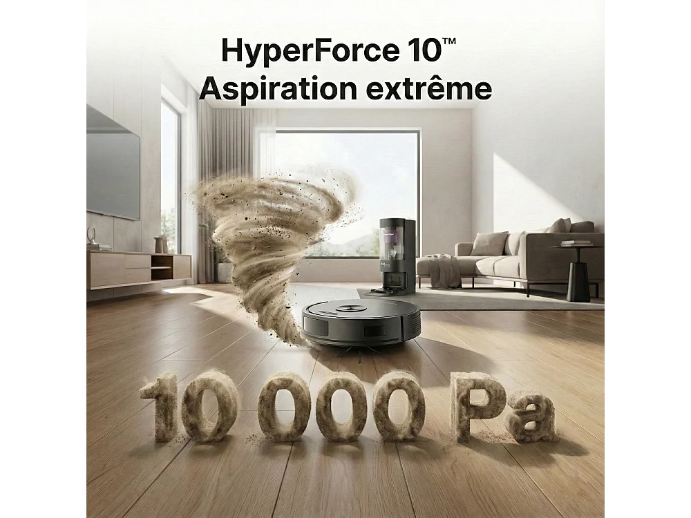 Robot aspirateur laveur GYROSMART connecté avec base de vidage EZIclean® CyberFlow MAX