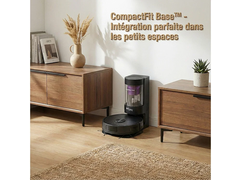 Robot aspirateur laveur GYROSMART connecté avec base de vidage EZIclean® CyberFlow MAX