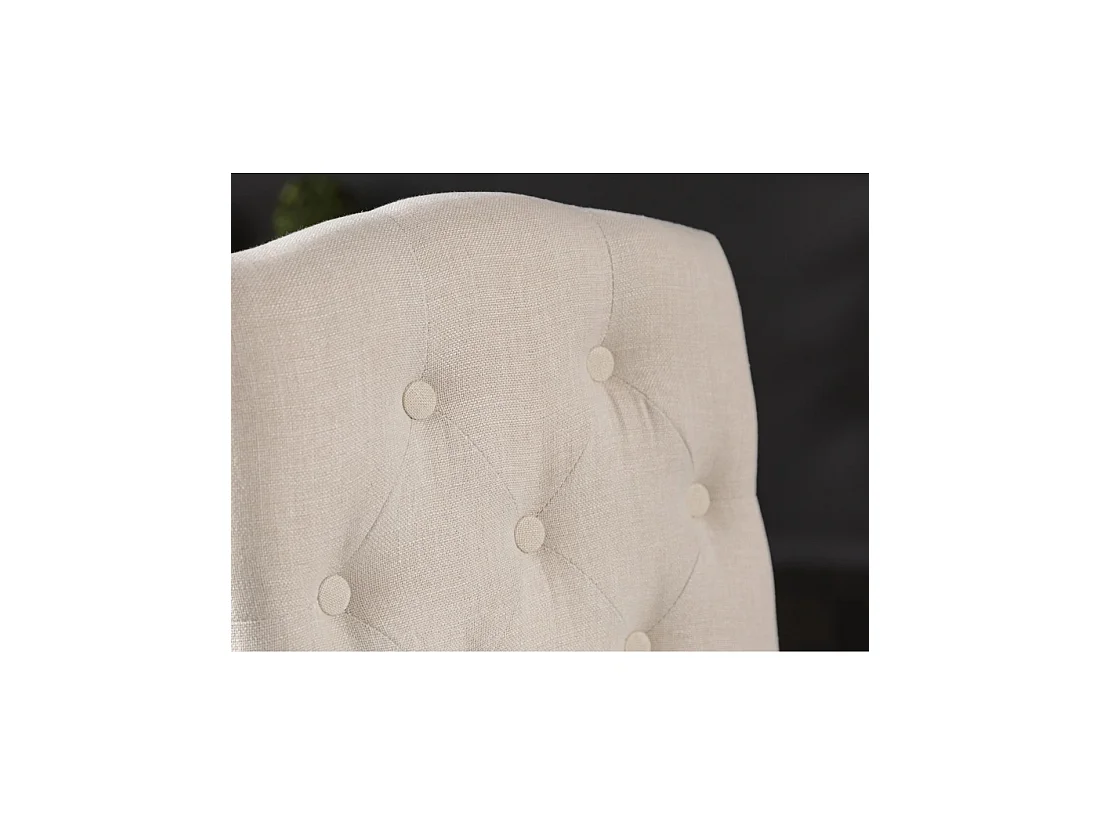 Lot de 2 Stühle REGINA beige gepolstert – Hohe Chesterfield-Rückenlehne und Massivholzbeine