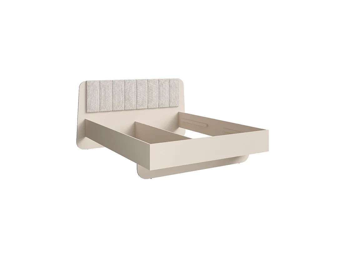Habitación completa AMALIE beige – Cama con canapé 160x200 cm, armario, cómoda, 2 mesitas de noche y estanterías