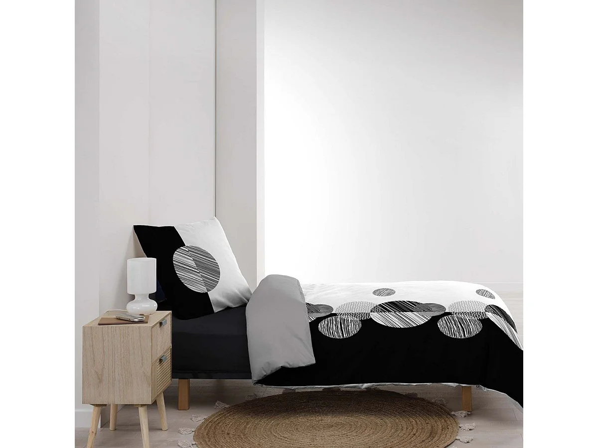 Parure de Lit 2 Pièces "Stormi" 140x200cm Noir