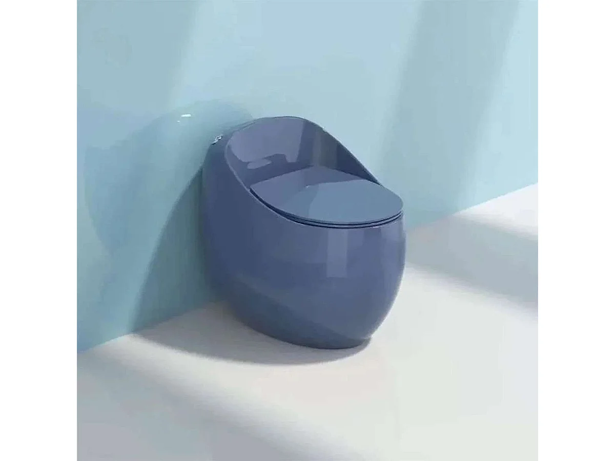 WC monobloc sans bride bleu – réservoir caché – soft-close