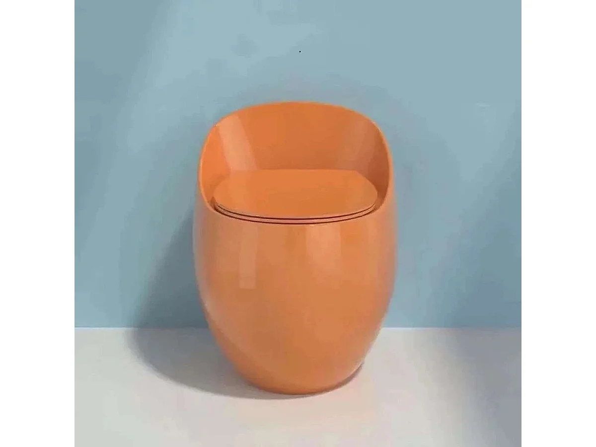WC monobloc sans bride orange design – Abattant soft-close