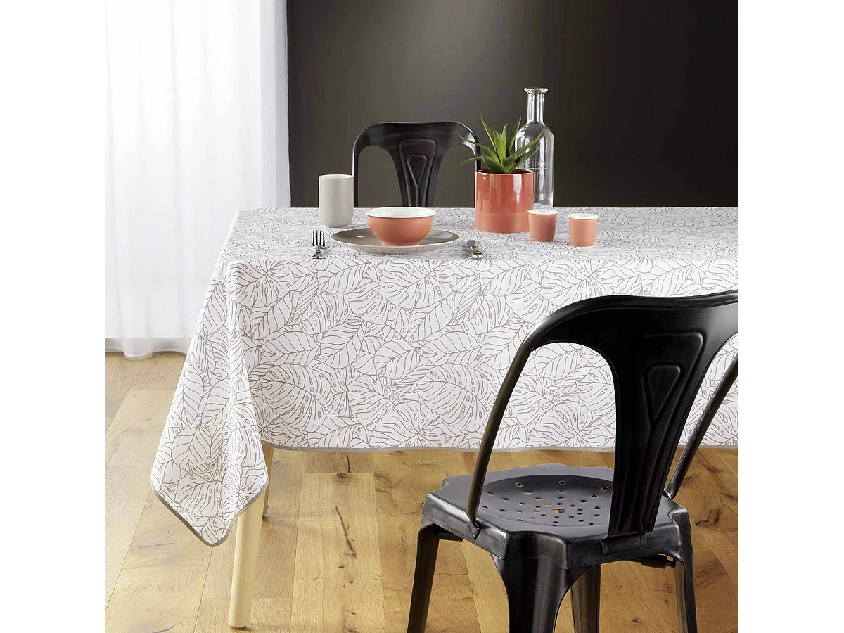 Nappe Imprimé "Solea" 150x240cm Blanc