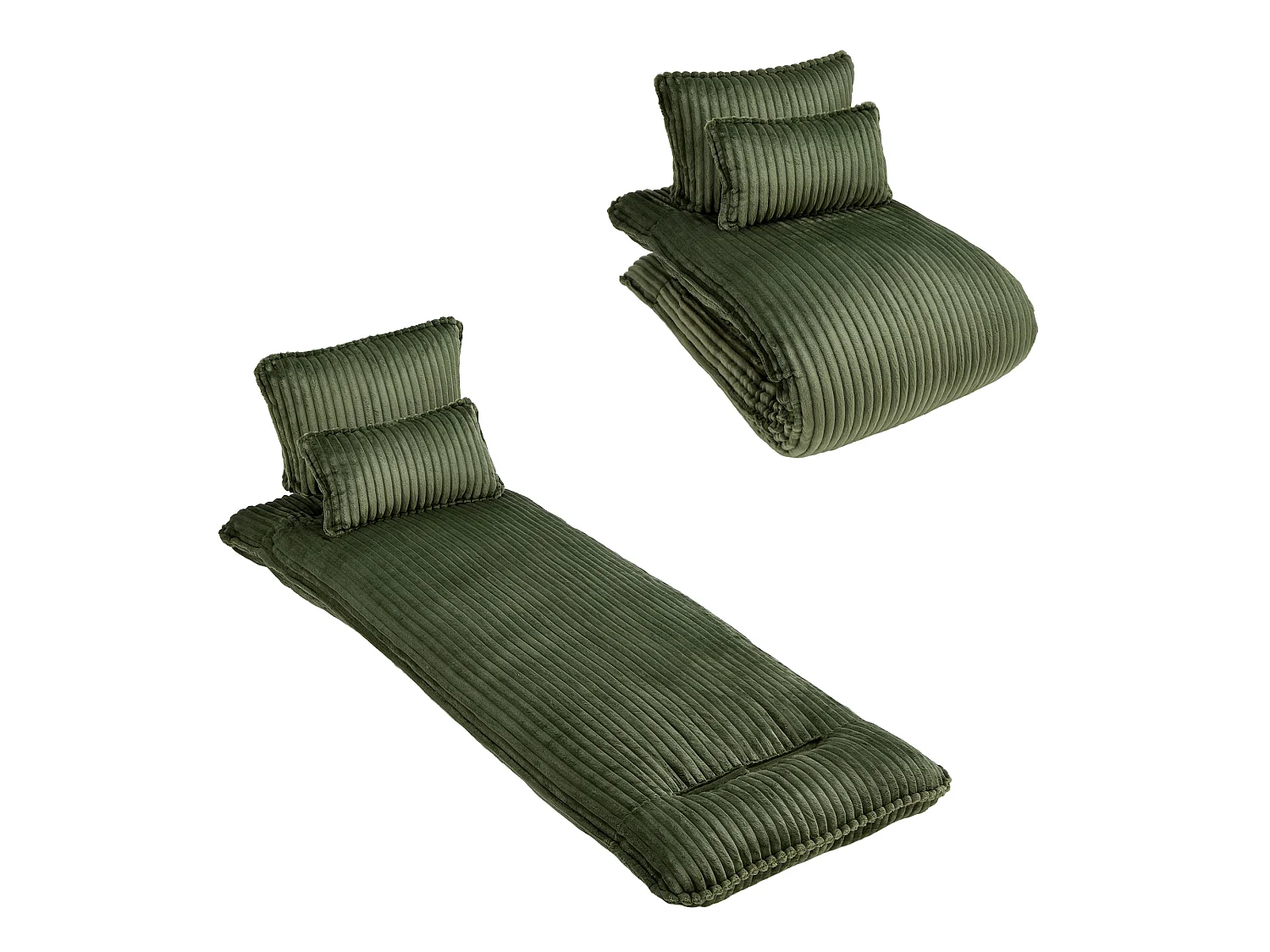 Fauteuil Convertible & Chauffeuse en Velours Côtelé pour Salon, Studio et Chambre - Lit Pliable 227 cm