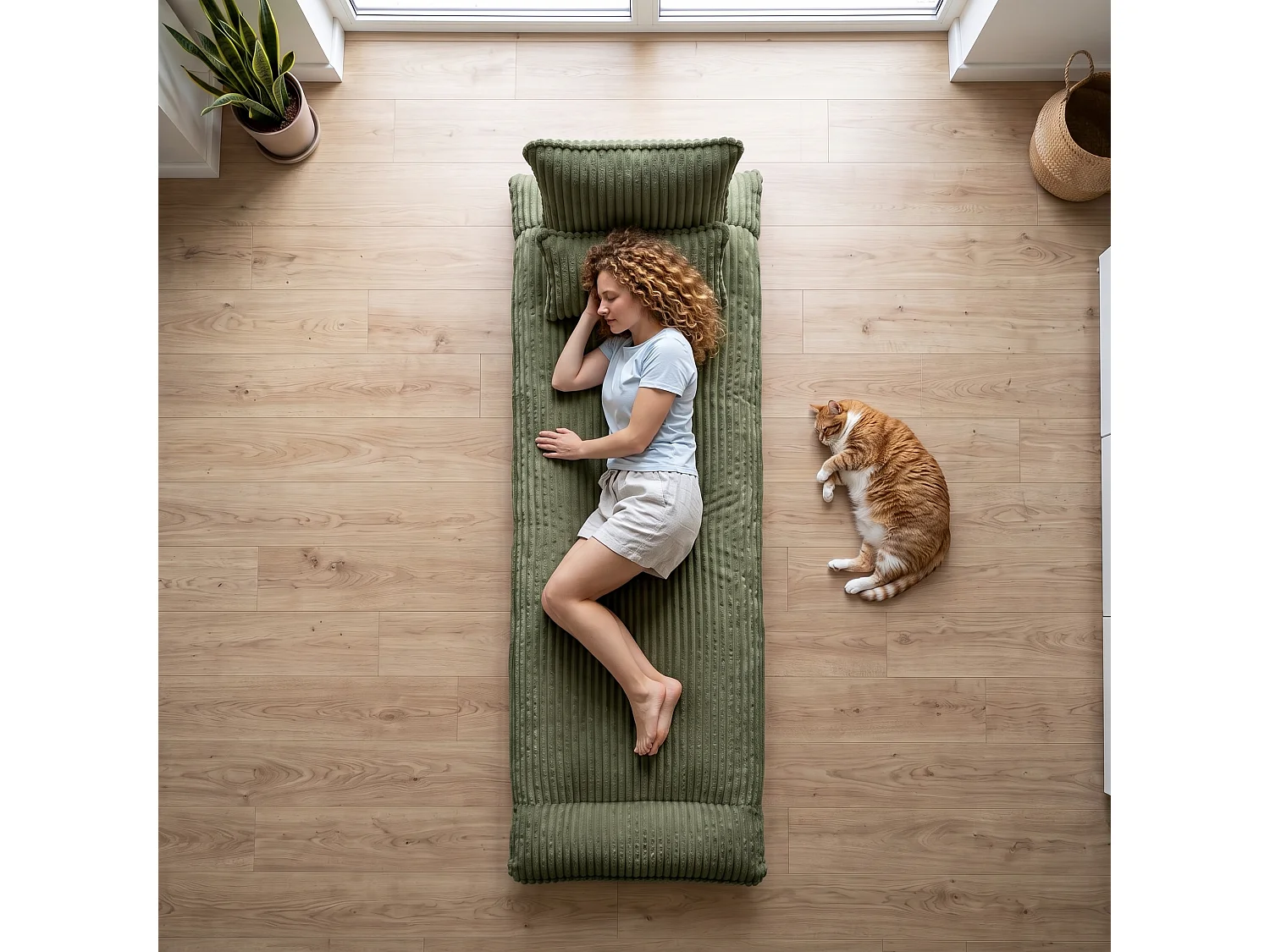 Fauteuil Convertible & Chauffeuse en Velours Côtelé pour Salon, Studio et Chambre - Lit Pliable 227 cm