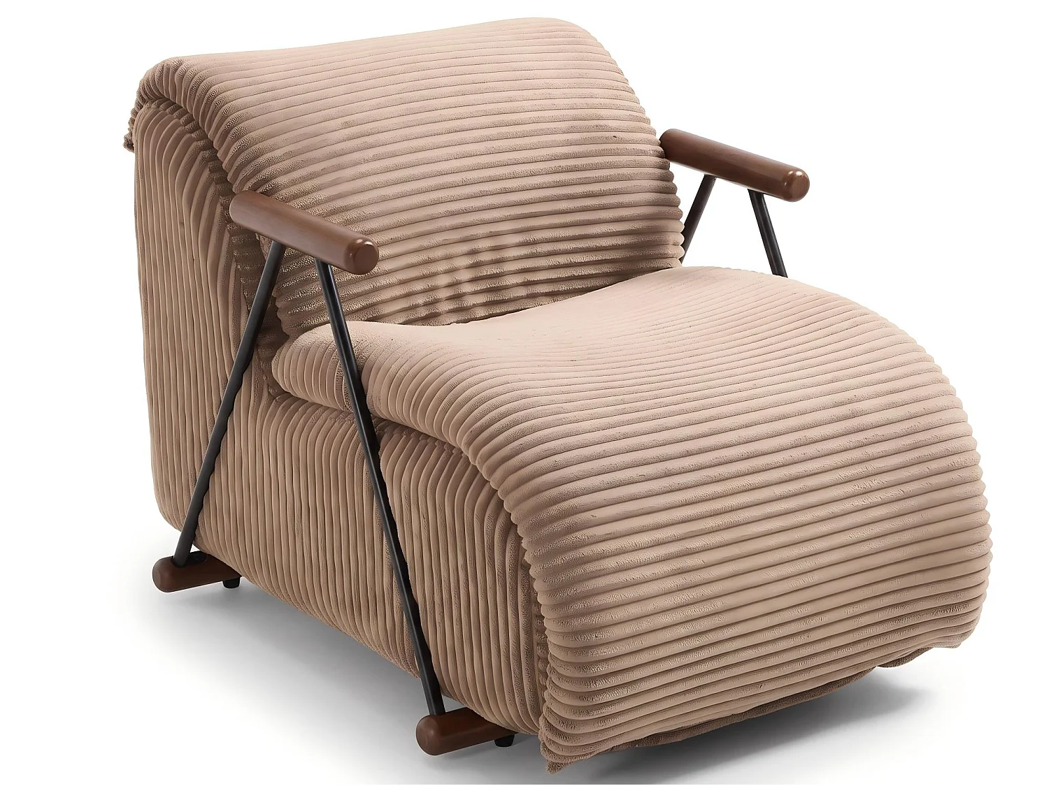 Fauteuil Salon Fixe en Velours Côtelé - Design Ergonomique, Confort Moelleux, Accoudoirs en Bois, Structure Robuste pour Salon et Chambre
