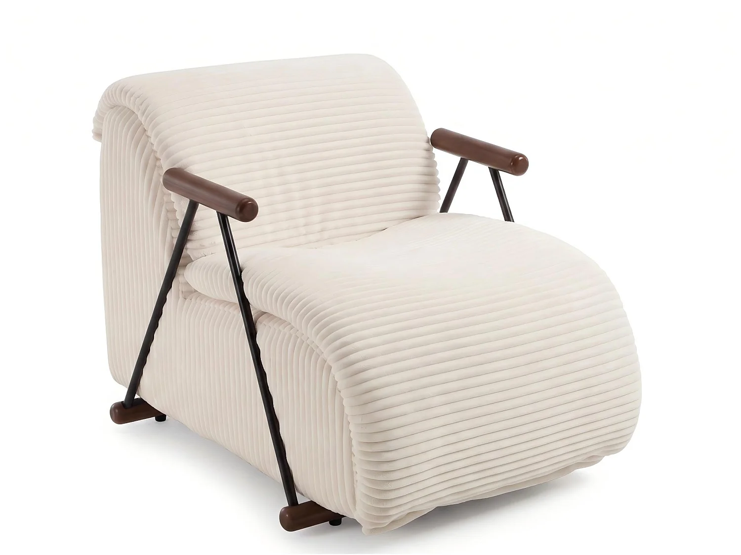 Fauteuil Salon Fixe en Velours Côtelé - Design Ergonomique, Confort Moelleux, Accoudoirs en Bois, Structure Robuste pour Salon et Chambre