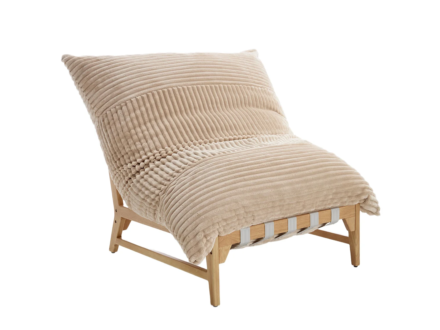 Fauteuil Lounge, Fauteuil Pouf XXL, Tissu Peluche Côtelé, Chaise Longue Ergonomique avec Mousse à Mémoire de Forme, Fauteuil Salon, 114x117x94cm, Taupe