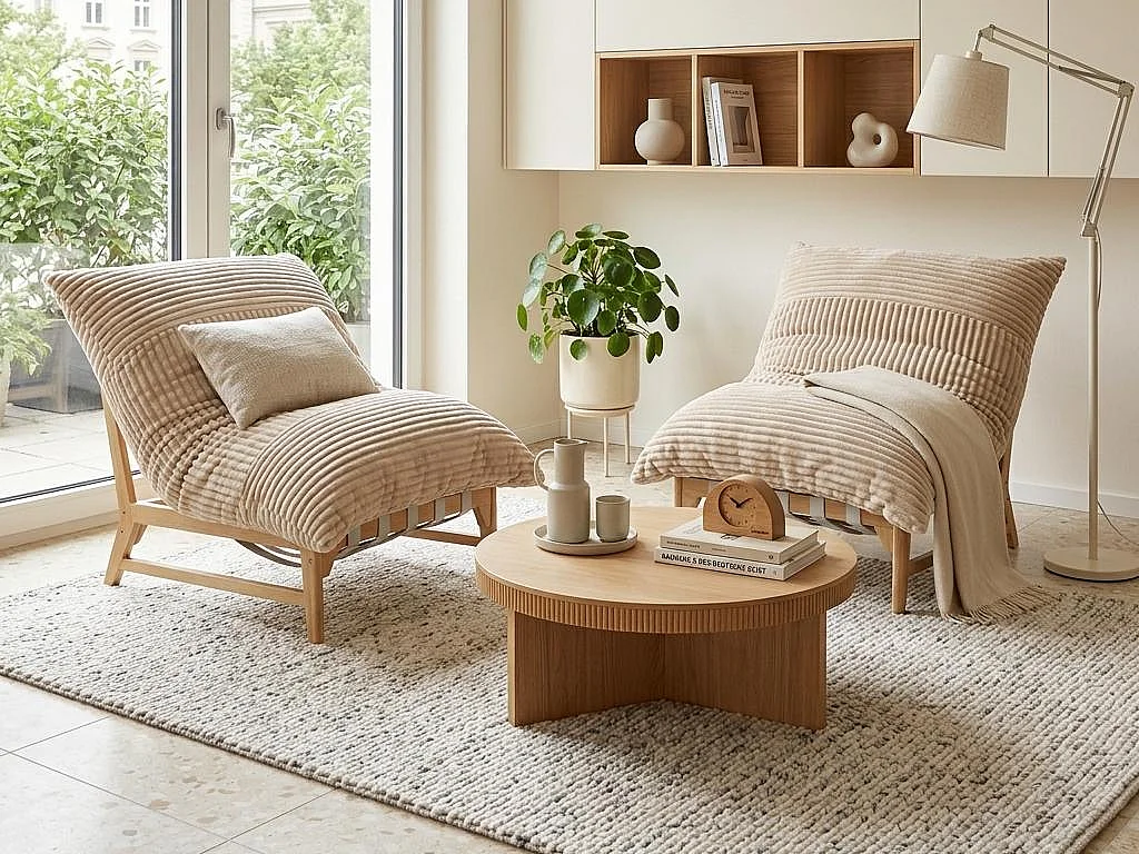 Fauteuil Lounge, Fauteuil Pouf XXL, Tissu Peluche Côtelé, Chaise Longue Ergonomique avec Mousse à Mémoire de Forme, Fauteuil Salon, 114x117x94cm, Taupe