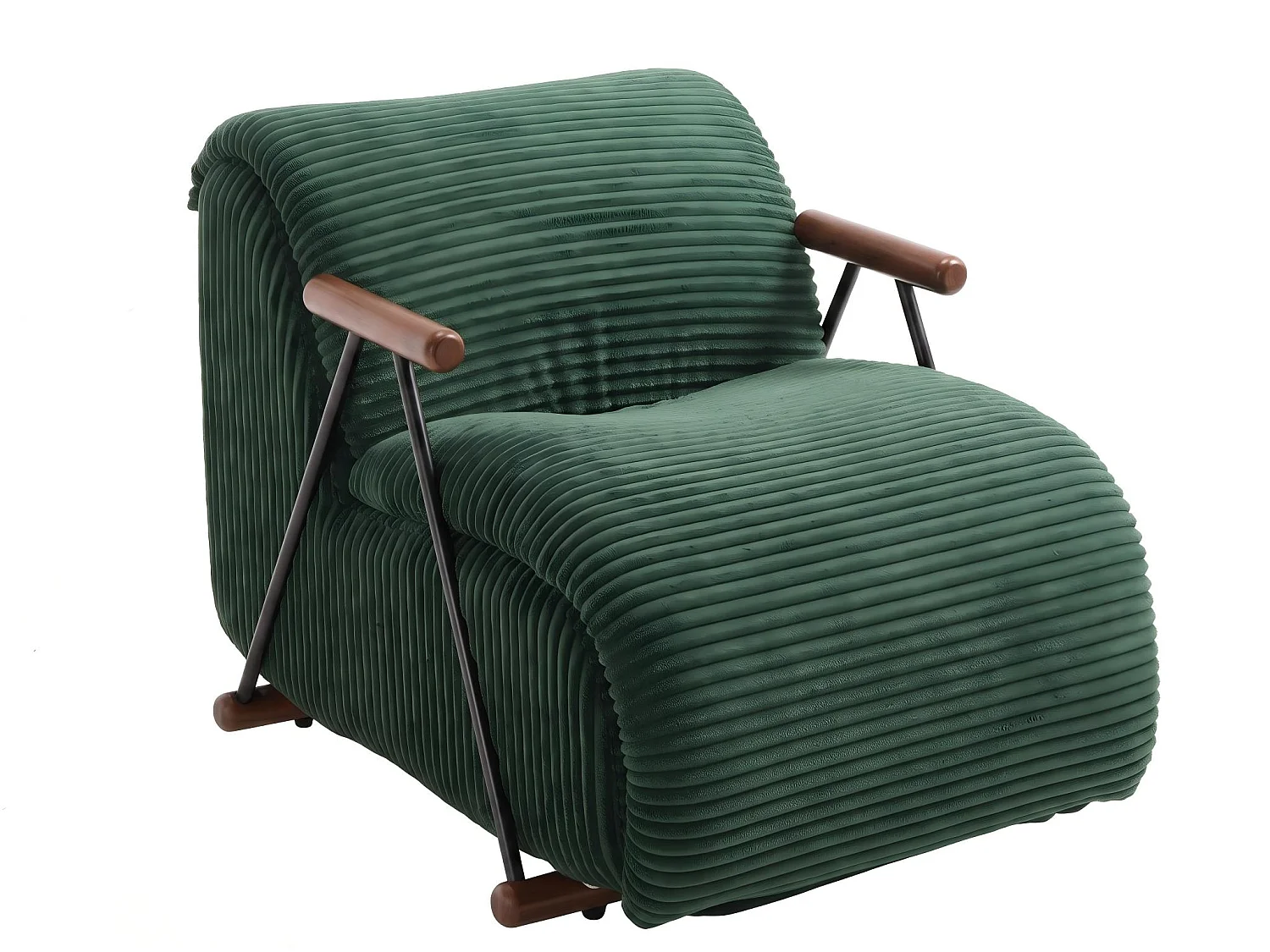 Fauteuil Salon Fixe en Velours Côtelé - Design Ergonomique, Confort Moelleux, Accoudoirs en Bois, Structure Robuste pour Salon et Chambre