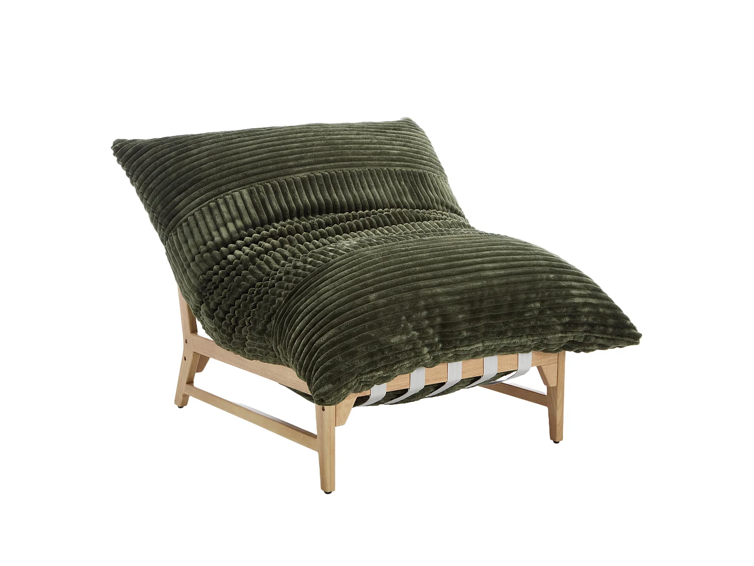 Fauteuil Lounge, Fauteuil Pouf XXL, Tissu Peluche Côtelé, Chaise Longue Ergonomique avec Mousse à Mémoire de Forme, Fauteuil Salon, 114x117x94cm, Vert
